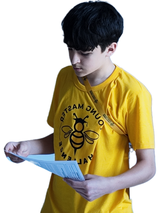 Young Master student reading during an English activity